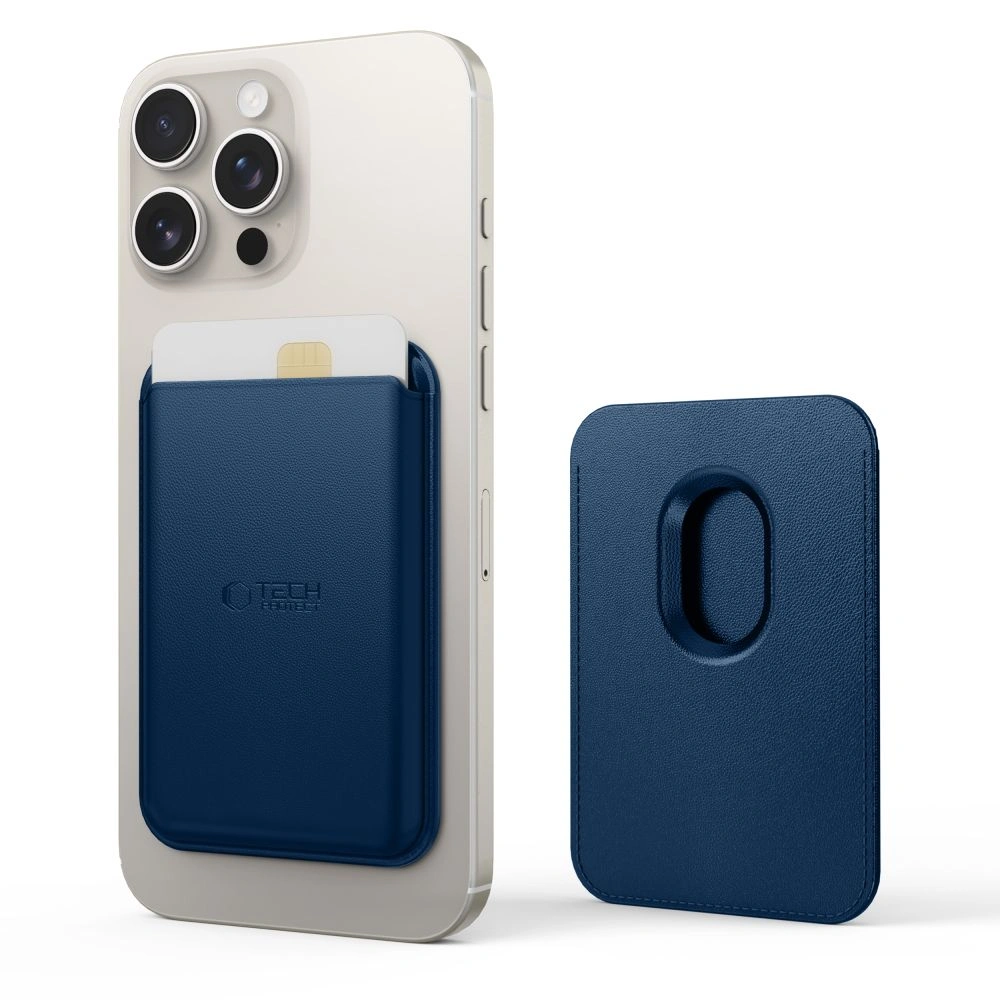 Knížkové pouzdro Tech-Protect MagWallet MagSafe Universal Magnetic Card Holder Navy Blue