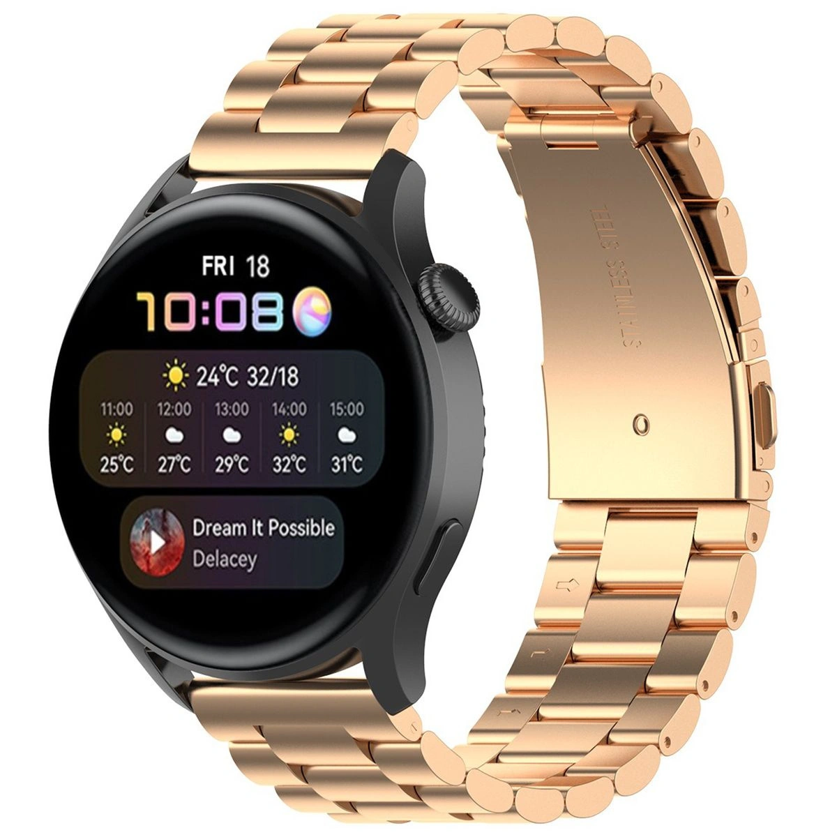 Kryt Bizon Strap Watch Aura Smartwatch 18 mm różowobarva zlatá