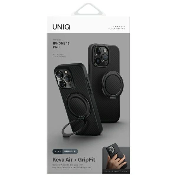 Kryt UNIQ Keva Air Apple iPhone 16 Pro Magclick Charging carbon black