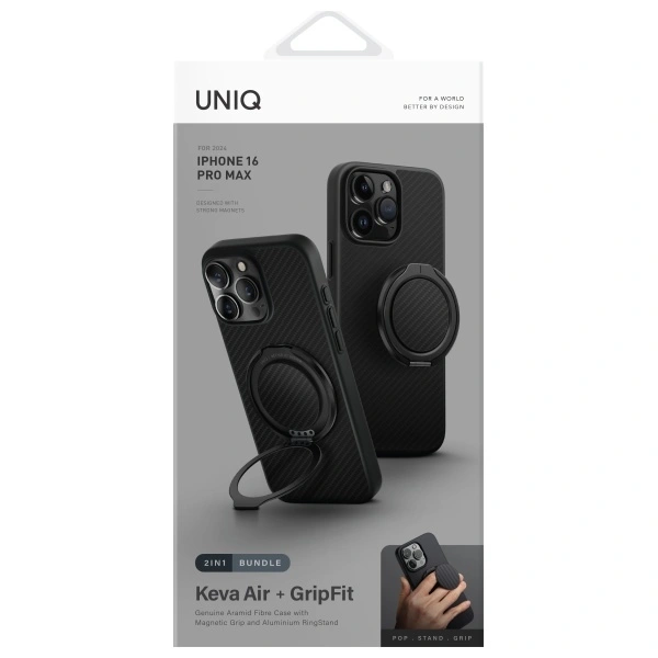 Kryt UNIQ Keva Air Apple iPhone 16 Pro Max Magclick Charging carbon black