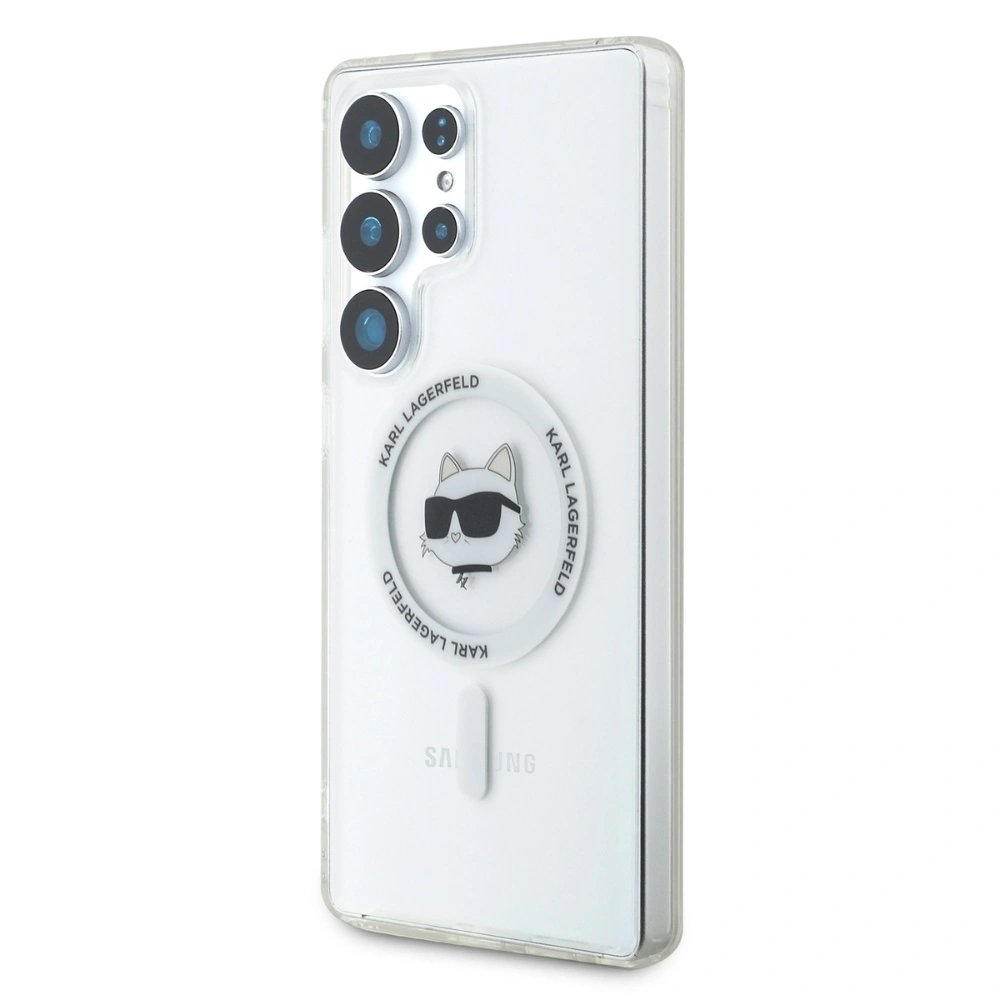 Kryt Karl Lagerfeld Button Choupette Head Printed Logo MagSafe Samsung Galaxy S25 Ultra white