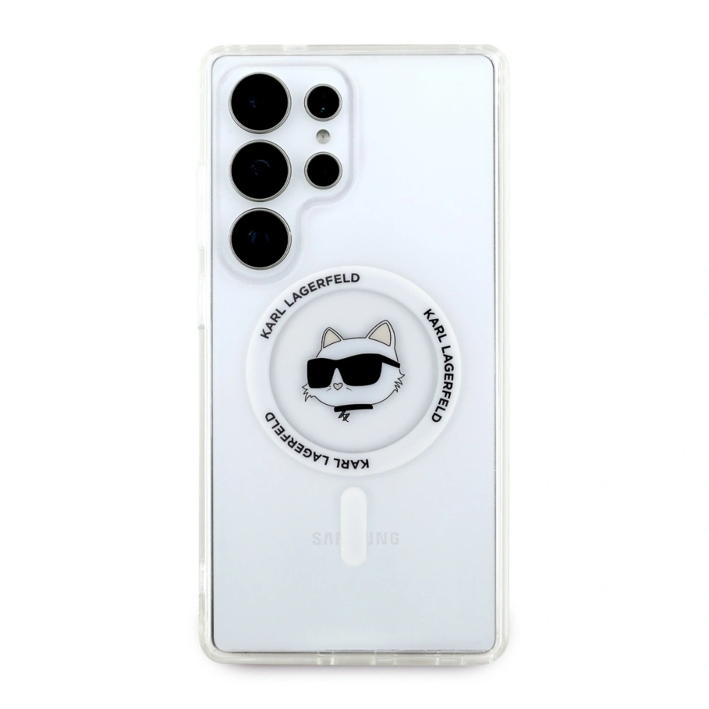 Kryt Karl Lagerfeld Button Choupette Head Printed Logo MagSafe Samsung Galaxy S25 Ultra white