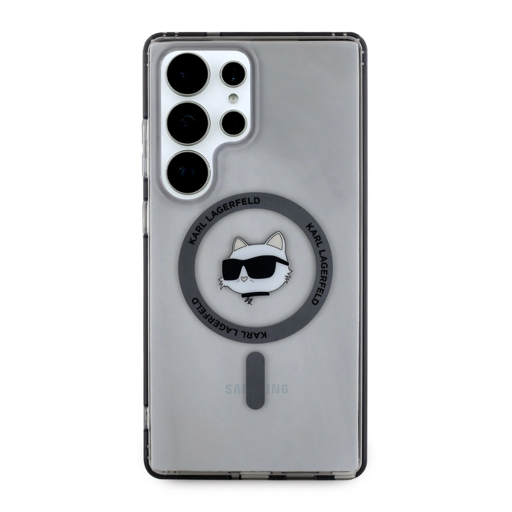 Kryt Karl Lagerfeld Button Choupette Head Printed Logo MagSafe Samsung Galaxy S25 Ultra black