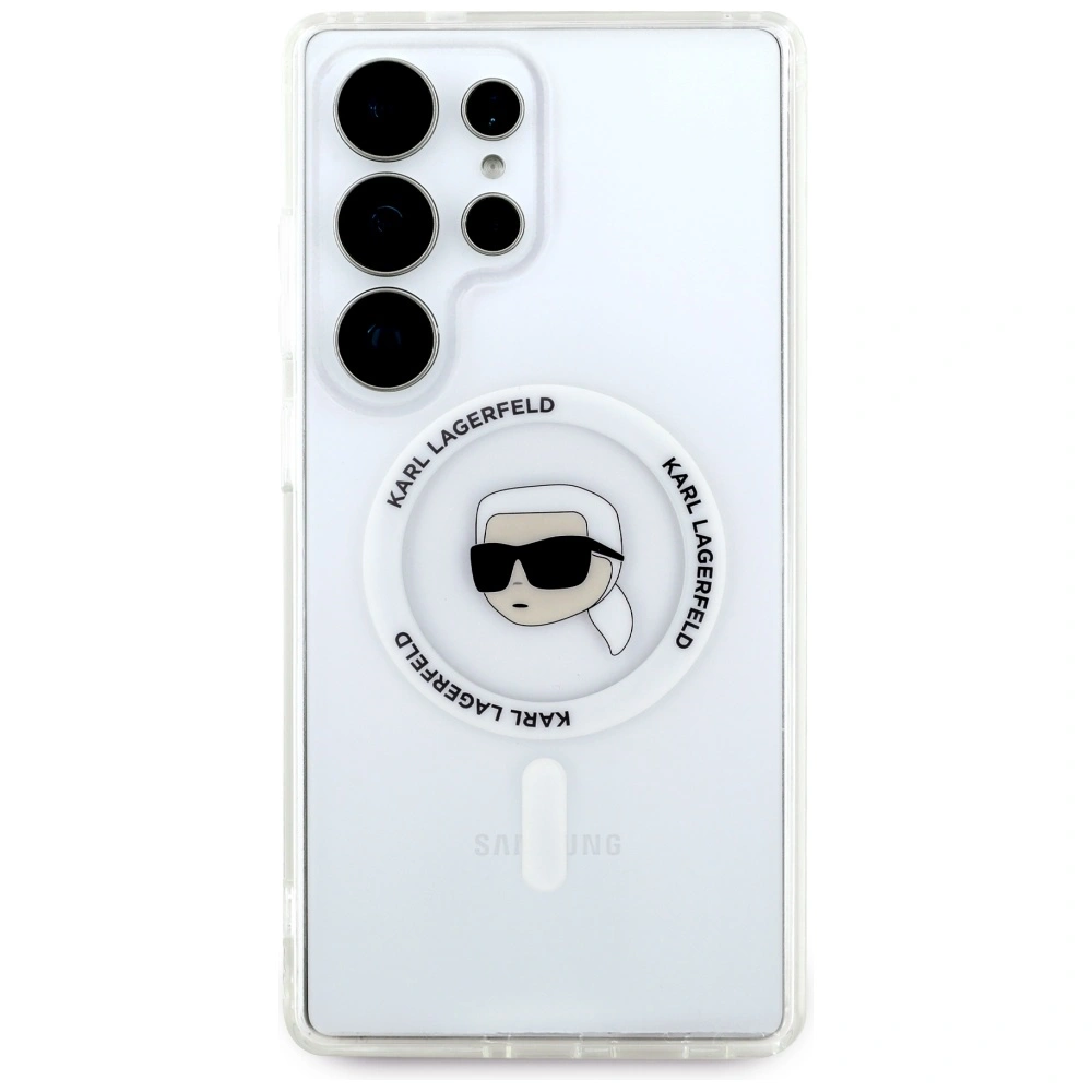Kryt Karl Lagerfeld Button Karl Head Printed Logo MagSafe Samsung Galaxy S25 Ultra white