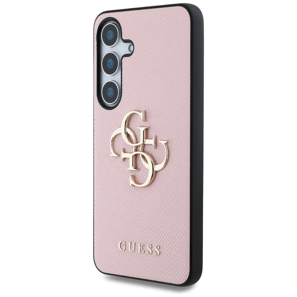 Kryt Guess Grained Big 4G Logo Small Classic Logo Samsung Galaxy S25 pink