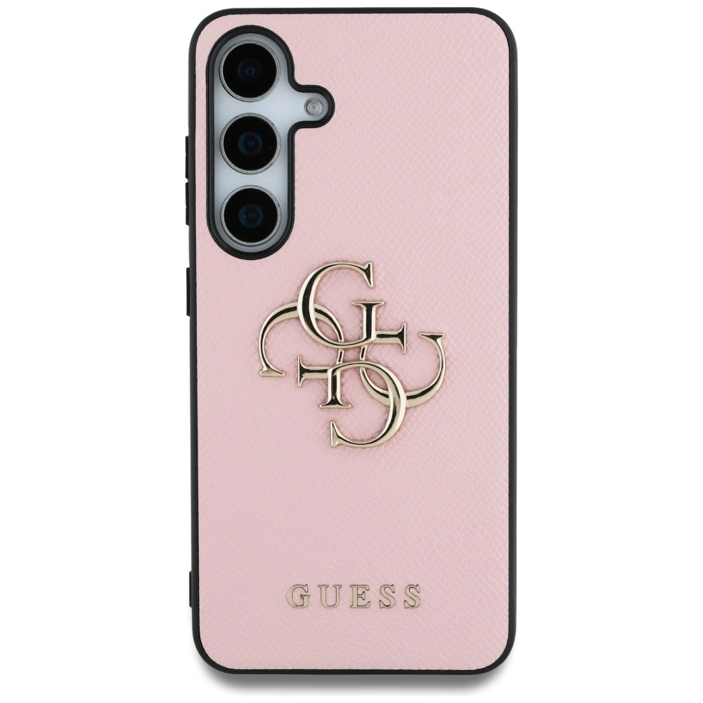 Kryt Guess Grained Big 4G Logo Small Classic Logo Samsung Galaxy S25 pink