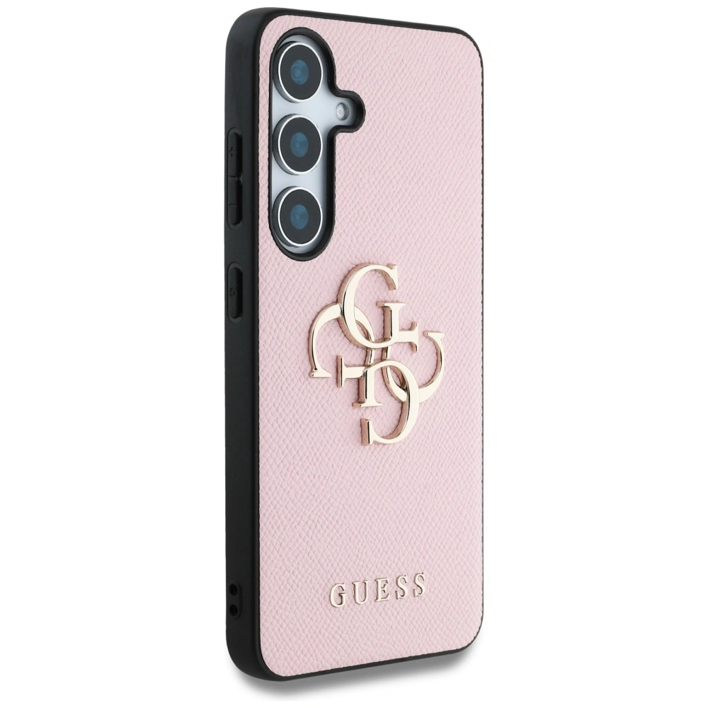Kryt Guess Grained Big 4G Logo Small Classic Logo Samsung Galaxy S25 pink