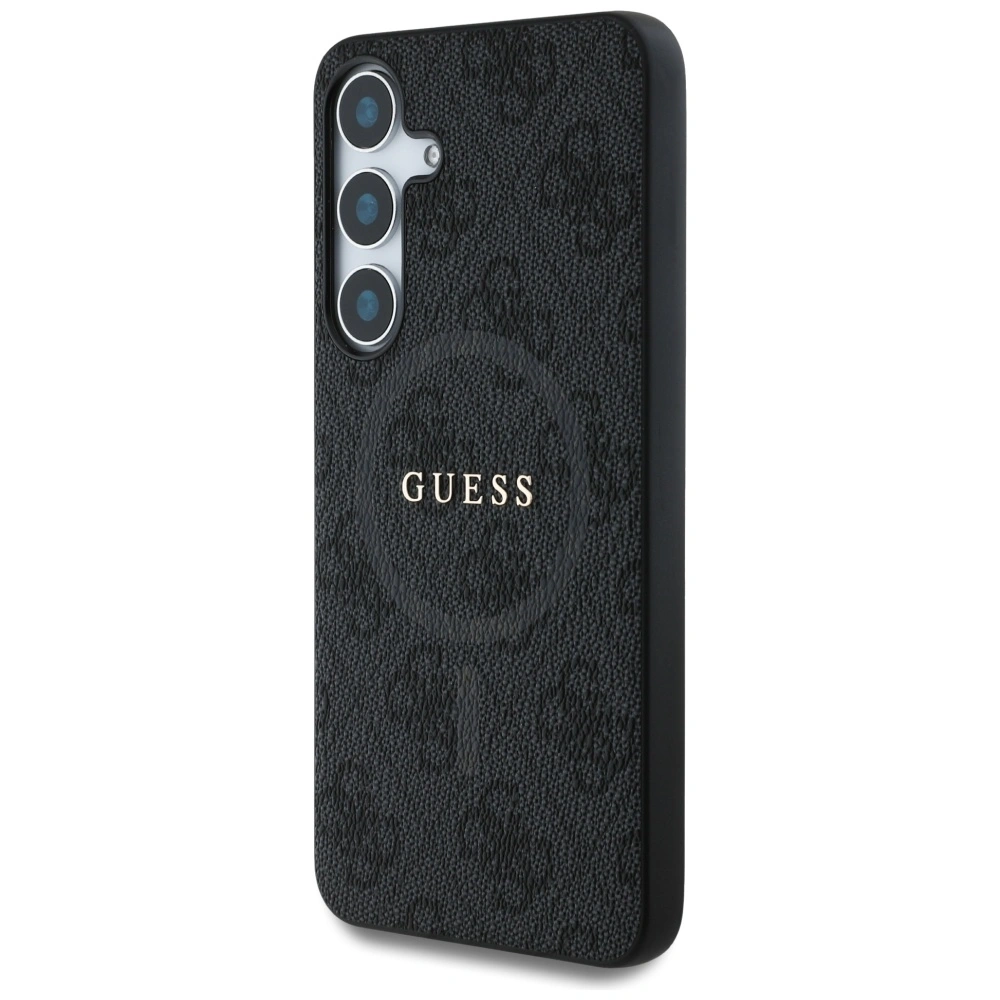 Kryt Guess Leather 4G Colored Ring Classic Logo MagSafe do Samsung Galaxy S25 black