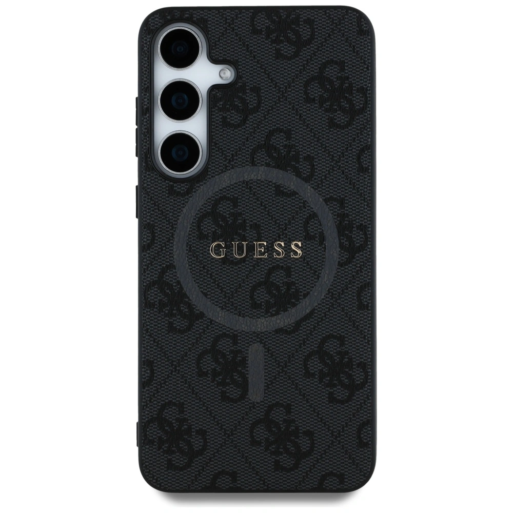 Kryt Guess Leather 4G Colored Ring Classic Logo MagSafe do Samsung Galaxy S25 black