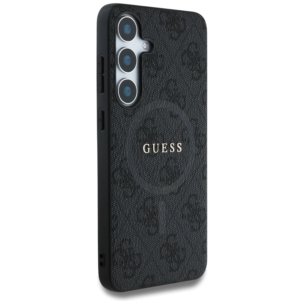 Kryt Guess Leather 4G Colored Ring Classic Logo MagSafe do Samsung Galaxy S25 black