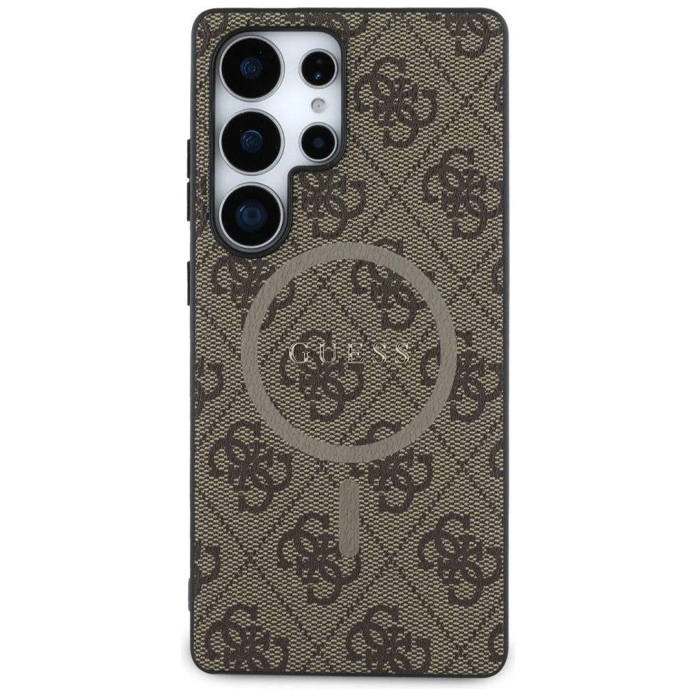 Kryt Guess Leather 4G Colored Ring Classic Logo MagSafe do Samsung Galaxy S25 Ultra brown
