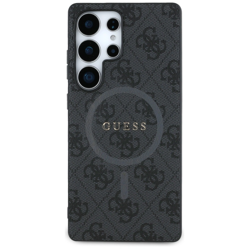 Kryt Guess Leather 4G Colored Ring Classic Logo MagSafe do Samsung Galaxy S25 Ultra black