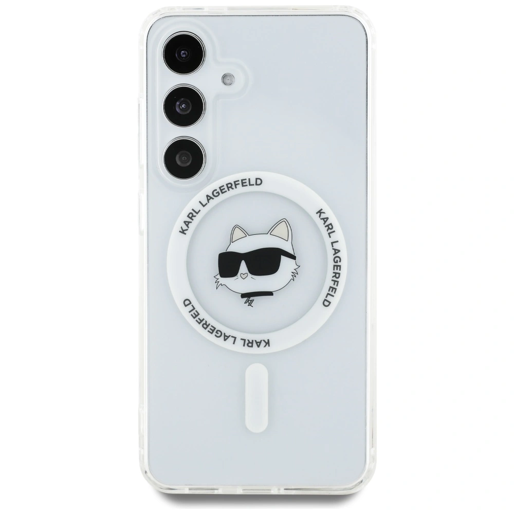 Kryt Karl Lagerfeld Button Choupette Head Printed Logo MagSafe Samsung Galaxy S25+ Plus white
