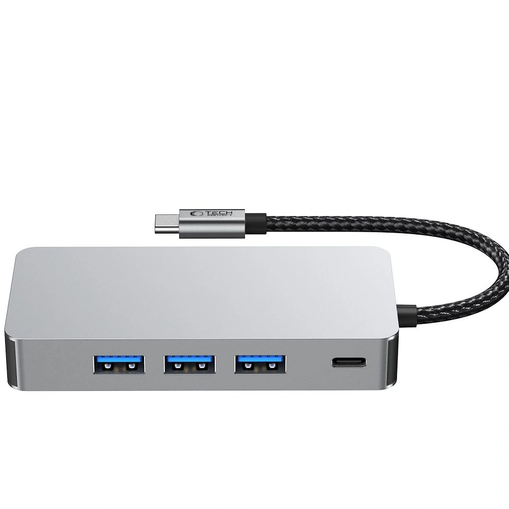 Tech-Protect HB05 HUB Adapter 9in1 USB-C + USB-A 2.0 + USB-A 3.0 + HDMI 4K60Hz + SD/TF + PD 100W + Ethernet RJ45 1000Mbps Space Grey