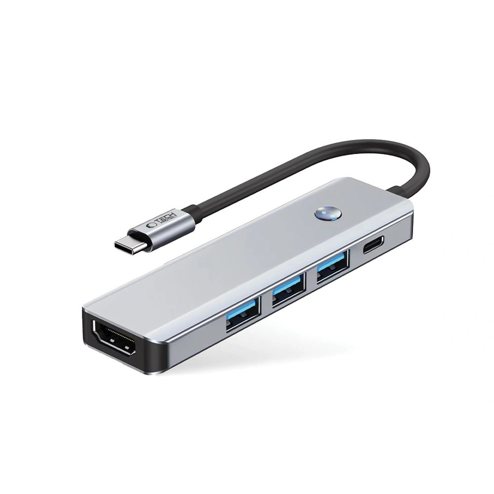 Tech-Protect HB01 HUB Adapter 5in1 USB-C + USB-A 3.0 + HDMI 4K60Hz + PD 100W Space Grey
