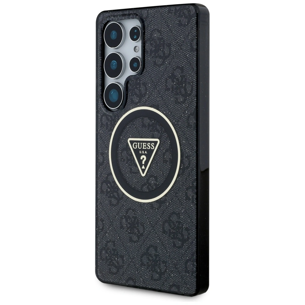 Kryt Guess 4G Glitter Triangle Buttons MagSafe Samsung Galaxy S25 Ultra black