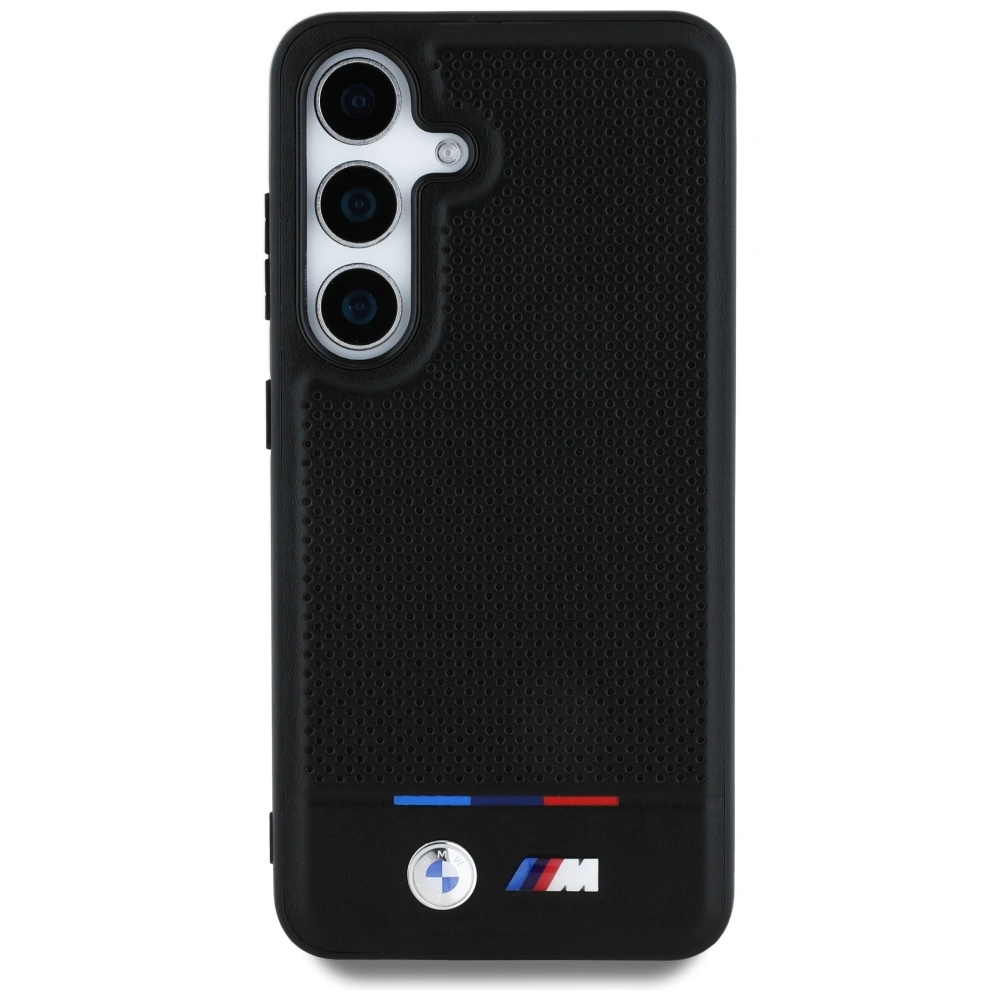 Kryt BMW Leather Tricolor Stripe MagSafe Samsung Galaxy S25 black