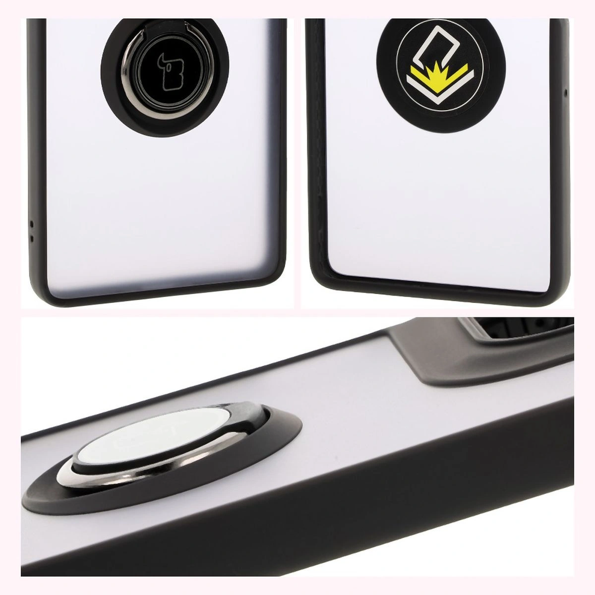 Kryt Bizon Case Hybrid Ring Motorola Moto G75 5G smoky with a black frame