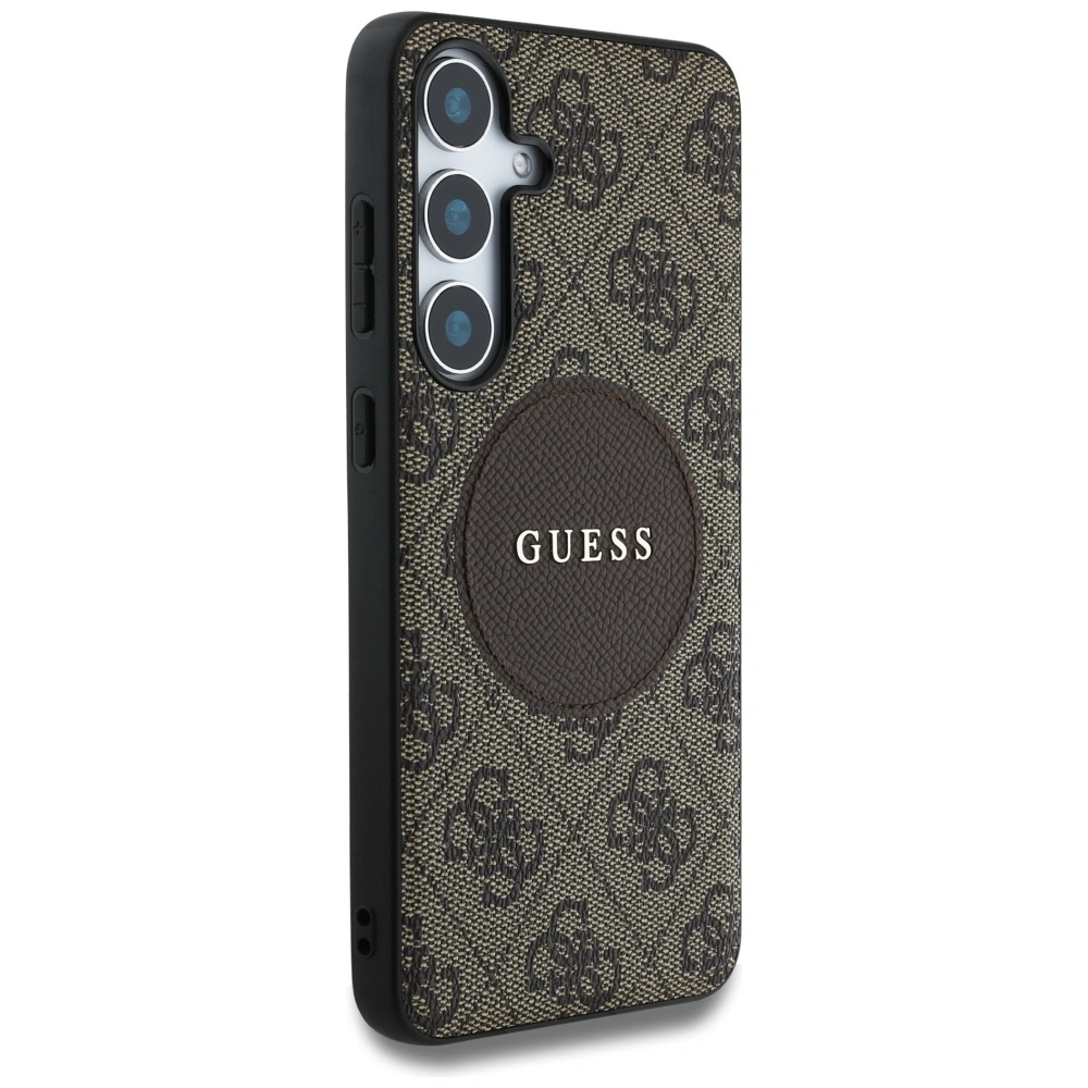 Kryt Guess 4G Round Patch Classic Logo MagSafe Samsung Galaxy S25 brown