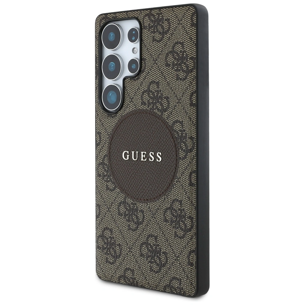 Kryt Guess 4G Round Patch Classic Logo MagSafe Samsung Galaxy S25 Ultra brown