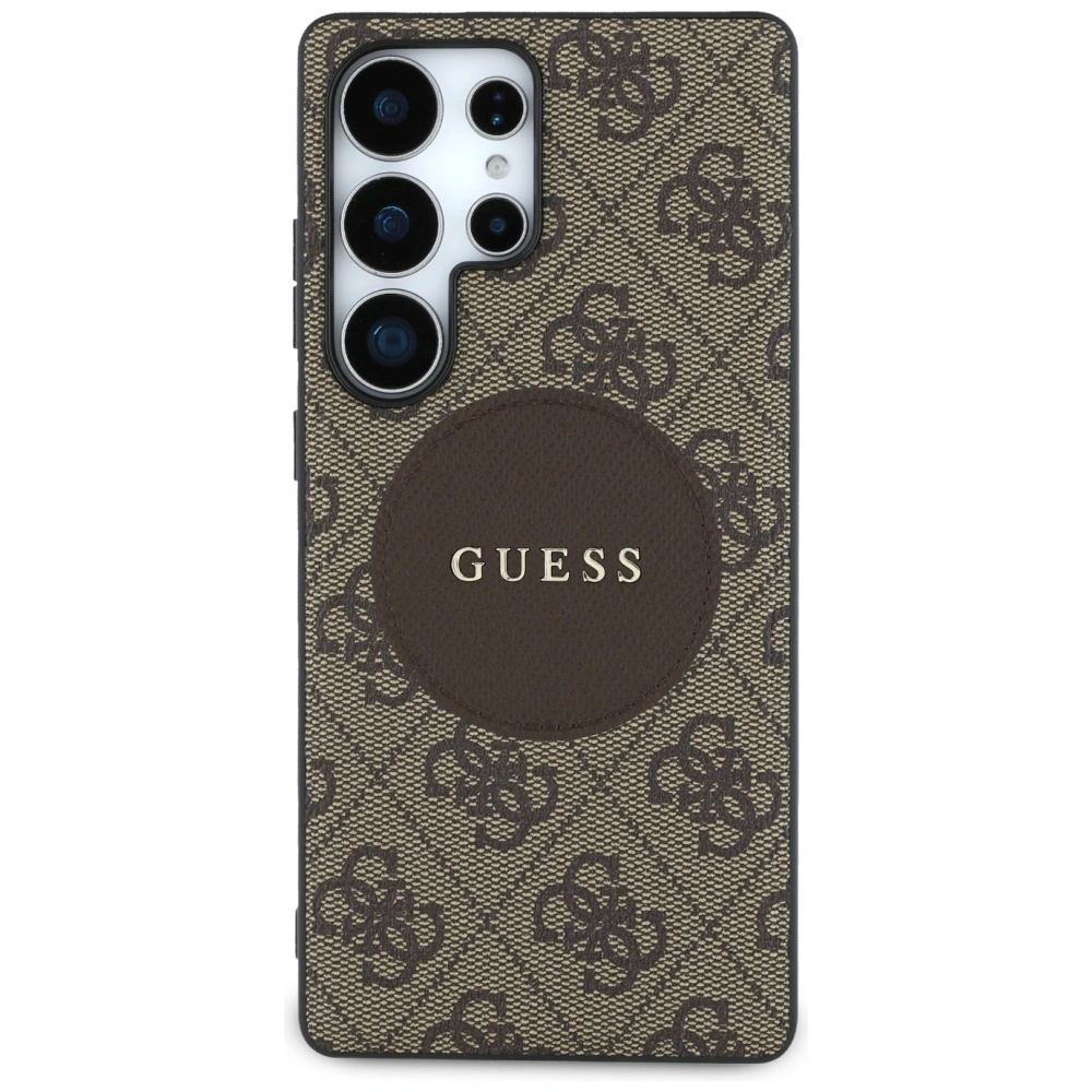 Kryt Guess 4G Round Patch Classic Logo MagSafe Samsung Galaxy S25 Ultra brown