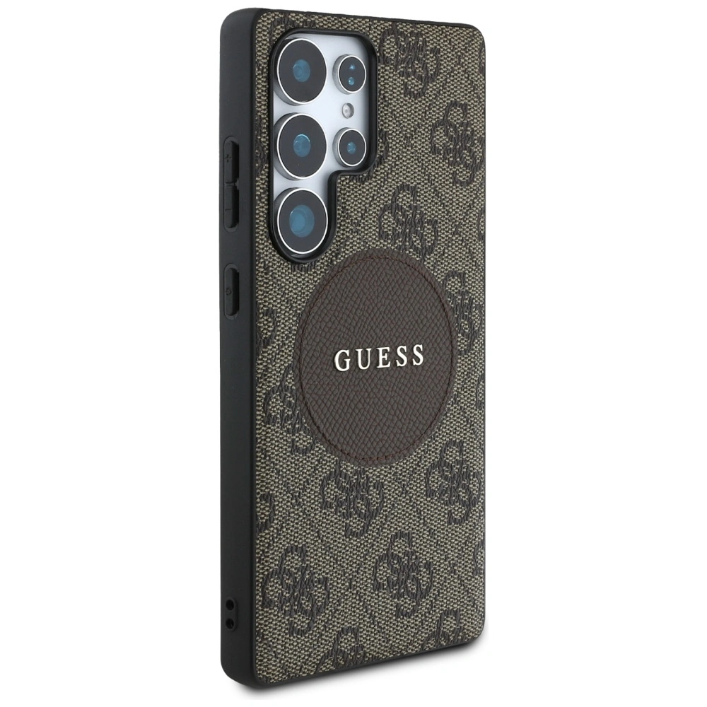 Kryt Guess 4G Round Patch Classic Logo MagSafe Samsung Galaxy S25 Ultra brown