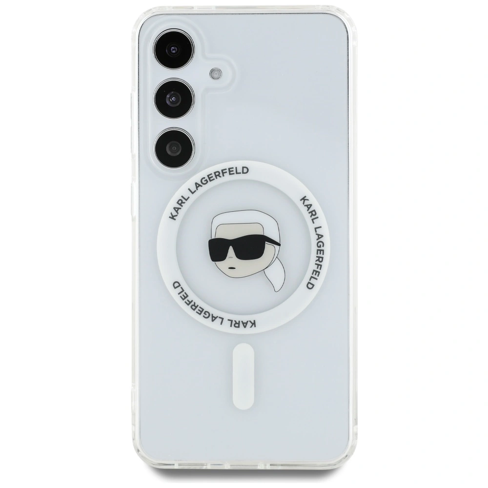 Kryt Karl Lagerfeld Button Karl Head Printed Logo MagSafe Samsung Galaxy S25 white