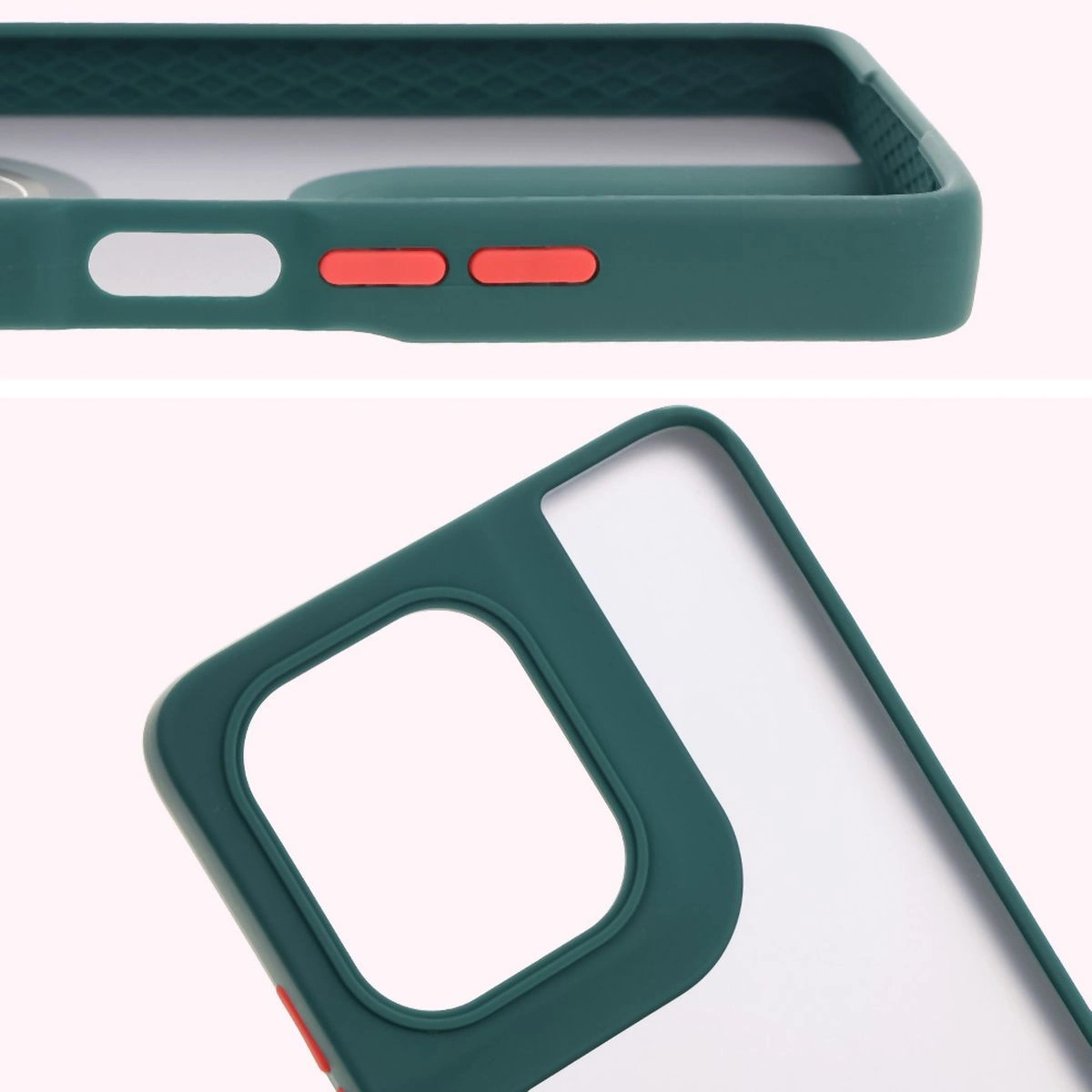Kryt Bizon Case Hybrid Ring Motorola Moto G75 5G smoky with a dark green frame