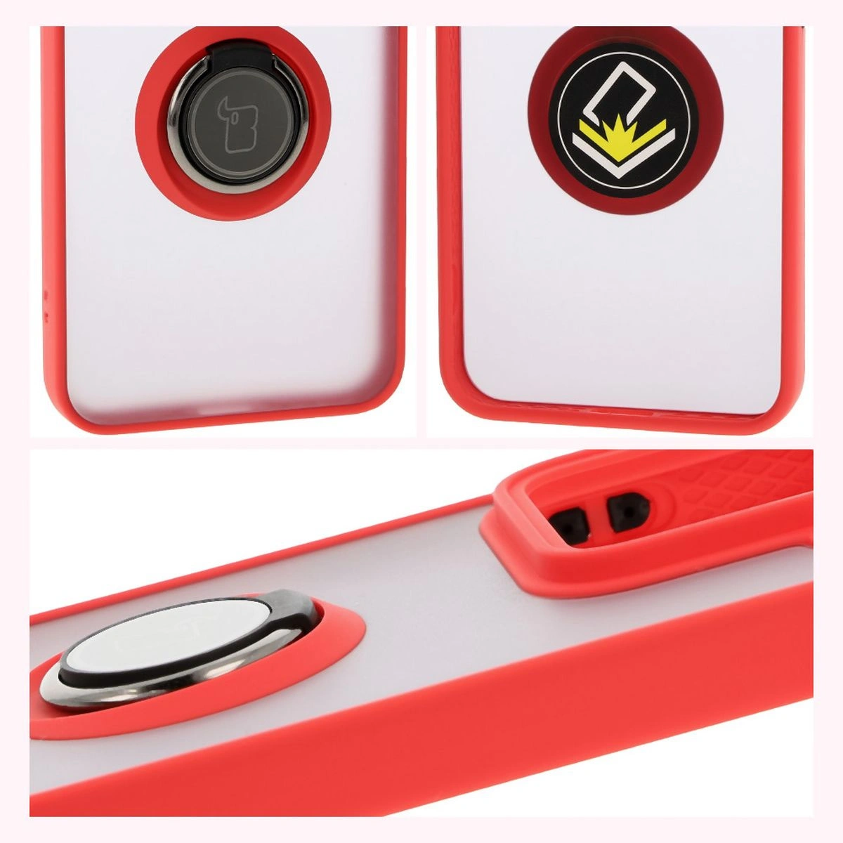 Kryt Bizon Case Hybrid Ring Xiaomi 15 smoky with a red frame