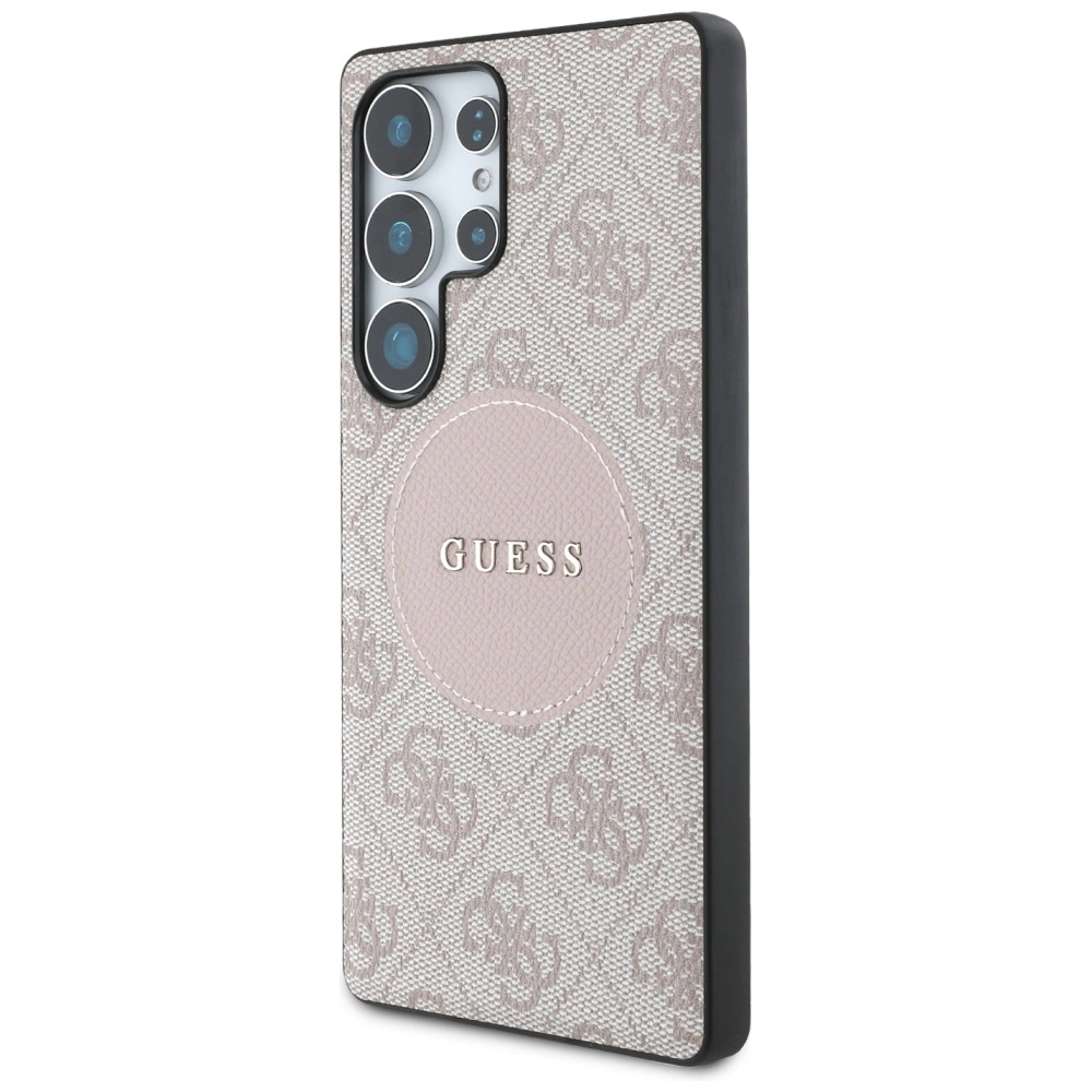 Kryt Guess 4G Round Patch Classic Logo MagSafe Samsung Galaxy S25 Ultra pink