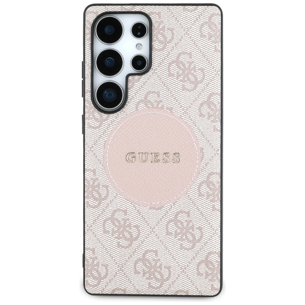Kryt Guess 4G Round Patch Classic Logo MagSafe Samsung Galaxy S25 Ultra pink