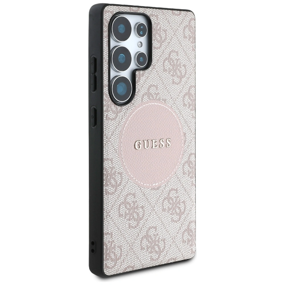 Kryt Guess 4G Round Patch Classic Logo MagSafe Samsung Galaxy S25 Ultra pink