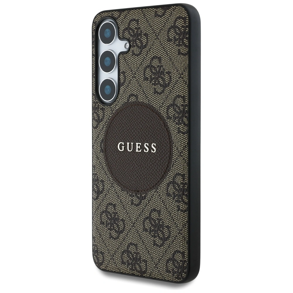 Kryt Guess 4G Round Patch Classic Logo MagSafe Samsung Galaxy S25+ Plus brown
