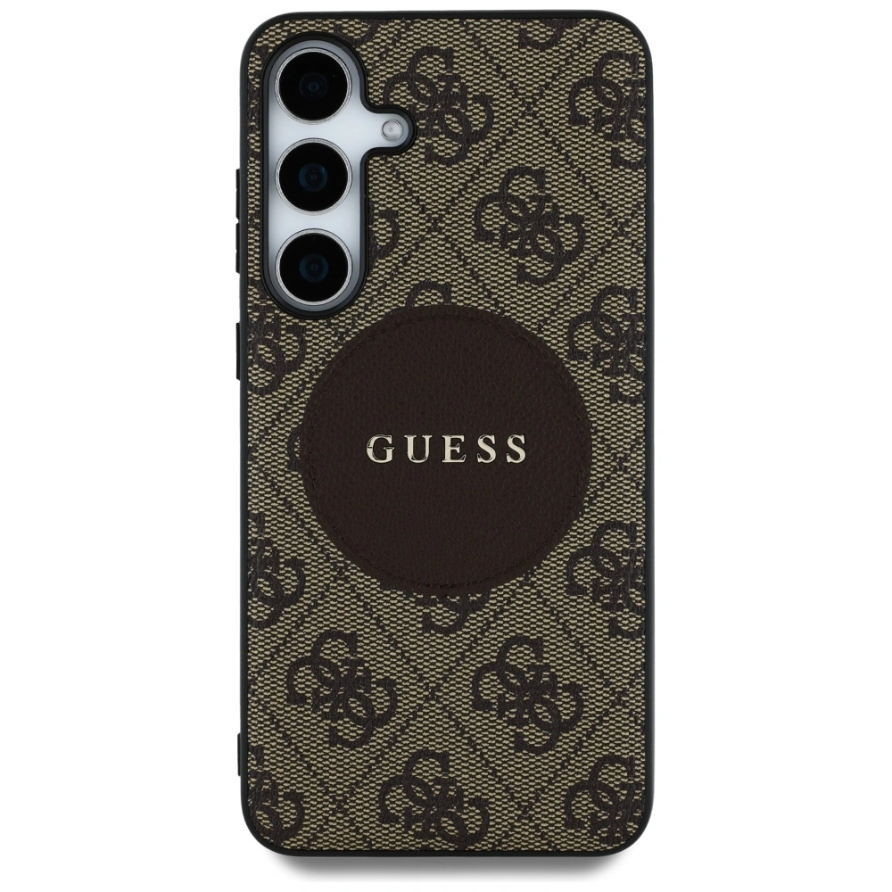 Kryt Guess 4G Round Patch Classic Logo MagSafe Samsung Galaxy S25+ Plus brown