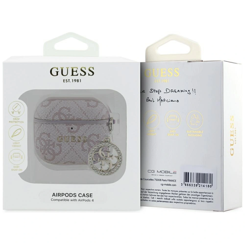 Kryt Guess 4G Strass Charm Apple AirPods 4 pink