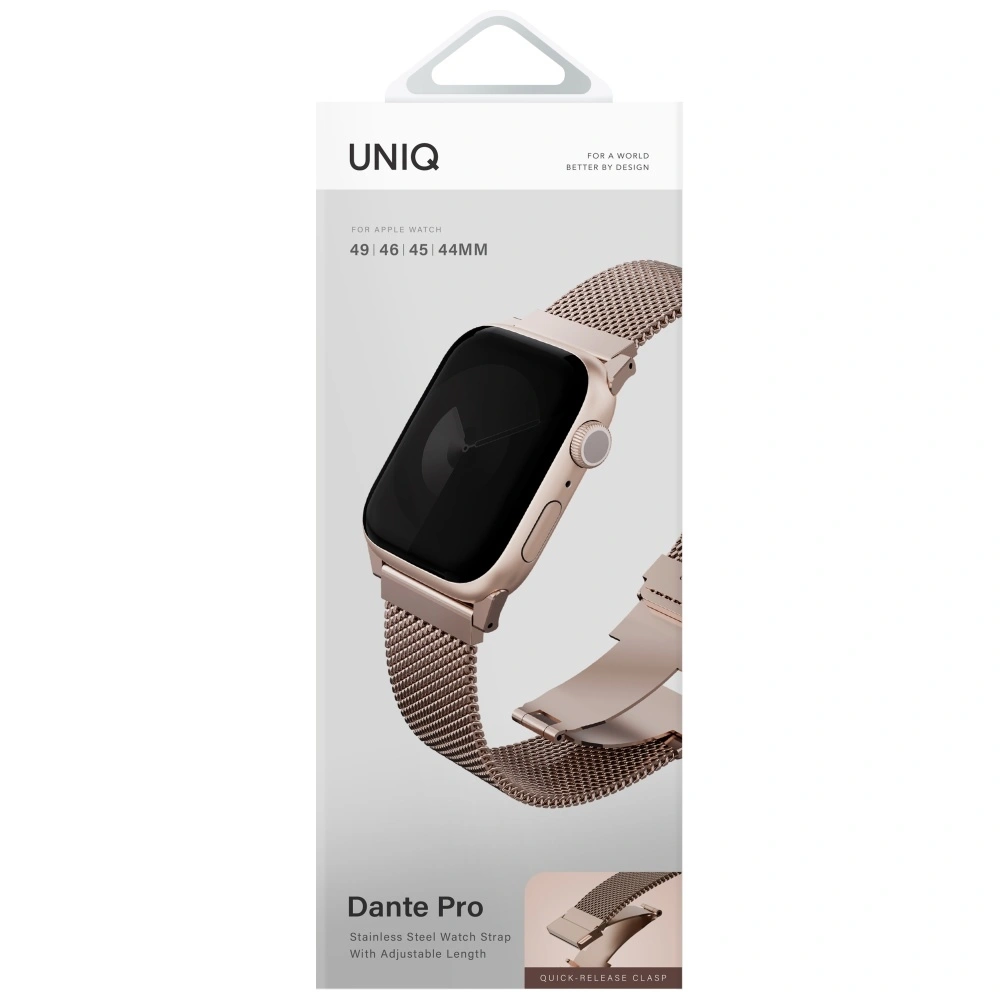 UNIQ Dante Pro Strap Apple Watch 49/46/45/44mm Stainless Steel metallic pink