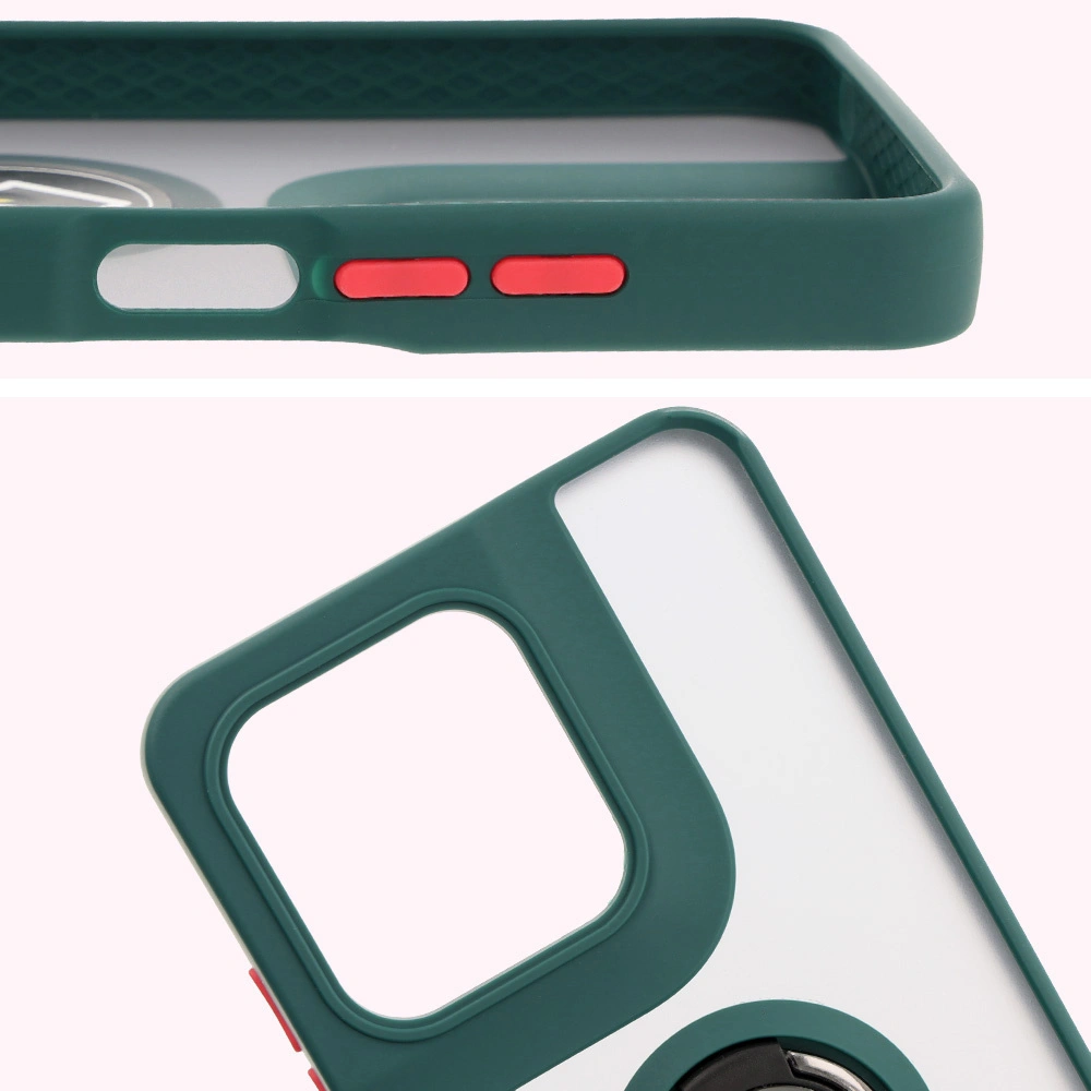 Kryt Bizon Case Hybrid Ring Motorola Moto G15 / G15 Power smoky with a dark green frame