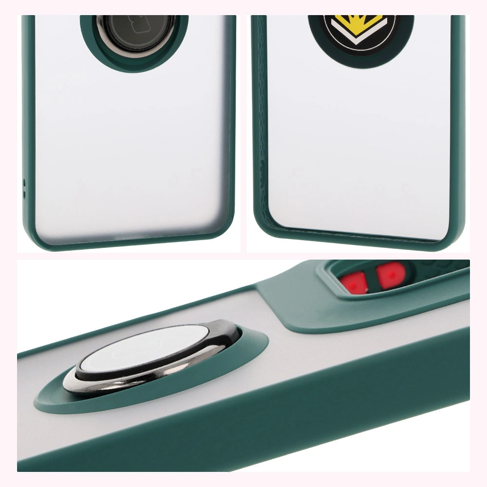 Kryt Bizon Case Hybrid Ring Motorola Moto G15 / G15 Power smoky with a dark green frame