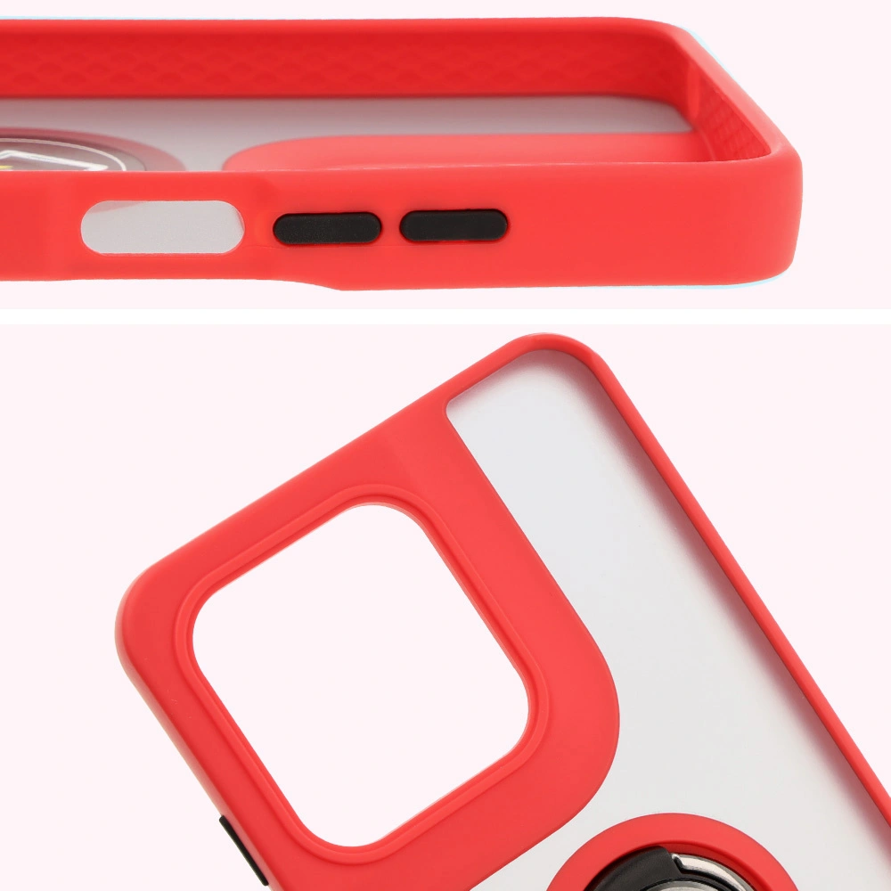 Kryt Bizon Case Hybrid Ring Motorola Moto G15 / G15 Power smoky with a red frame
