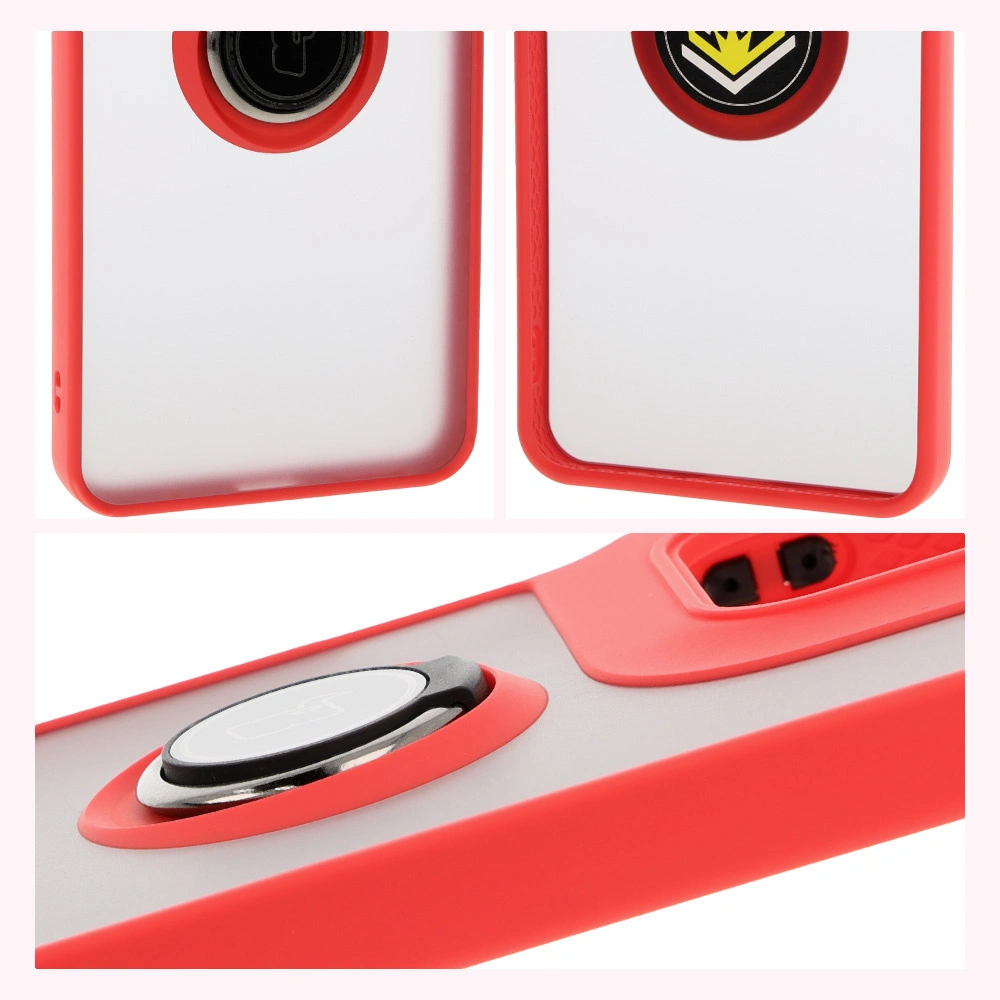 Kryt Bizon Case Hybrid Ring Motorola Moto G15 / G15 Power smoky with a red frame