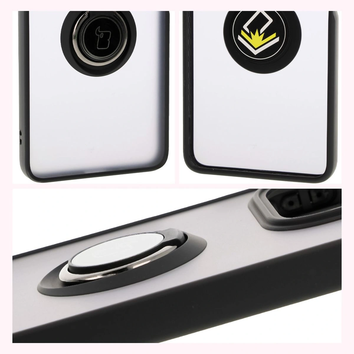 Kryt Bizon Case Hybrid Ring Xiaomi Redmi Note 14 5G smoky with a black frame