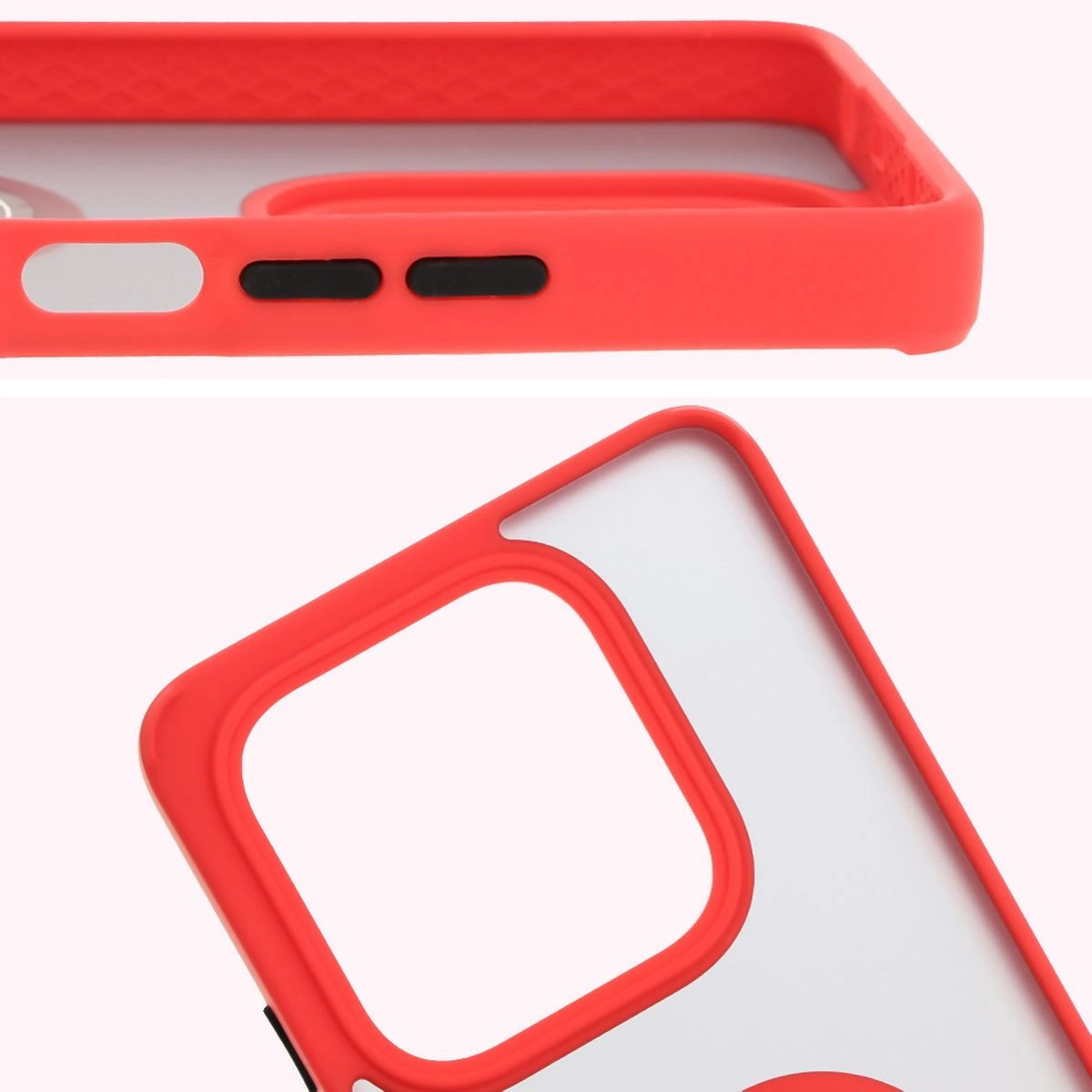 Kryt Bizon Case Hybrid Ring Xiaomi Redmi Note 14 5G smoky with a red frame