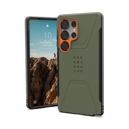 Kryt UAG Urban Armor Gear Civilian Pro Samsung Galaxy S25 Ultra 5G with built-in magnetic module (olive/orange)