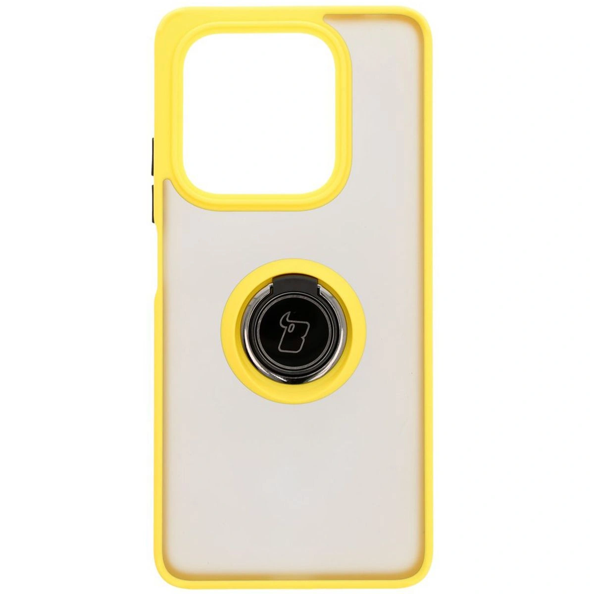 Kryt Bizon Case Hybrid Ring Xiaomi Redmi Note 14 5G smoky with a yellow frame