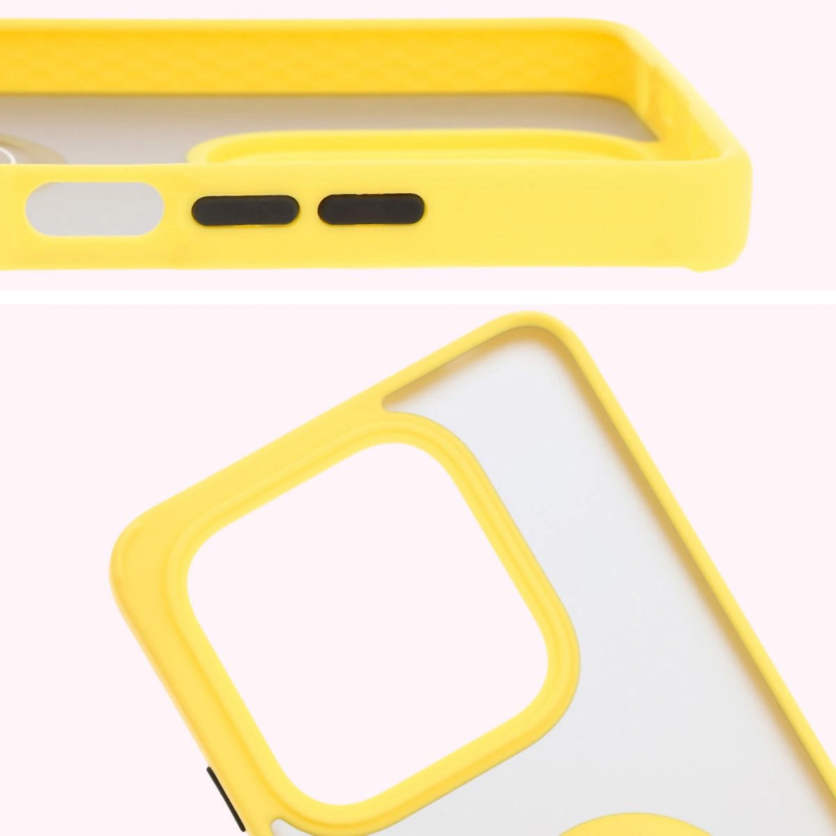Kryt Bizon Case Hybrid Ring Xiaomi Redmi Note 14 5G smoky with a yellow frame
