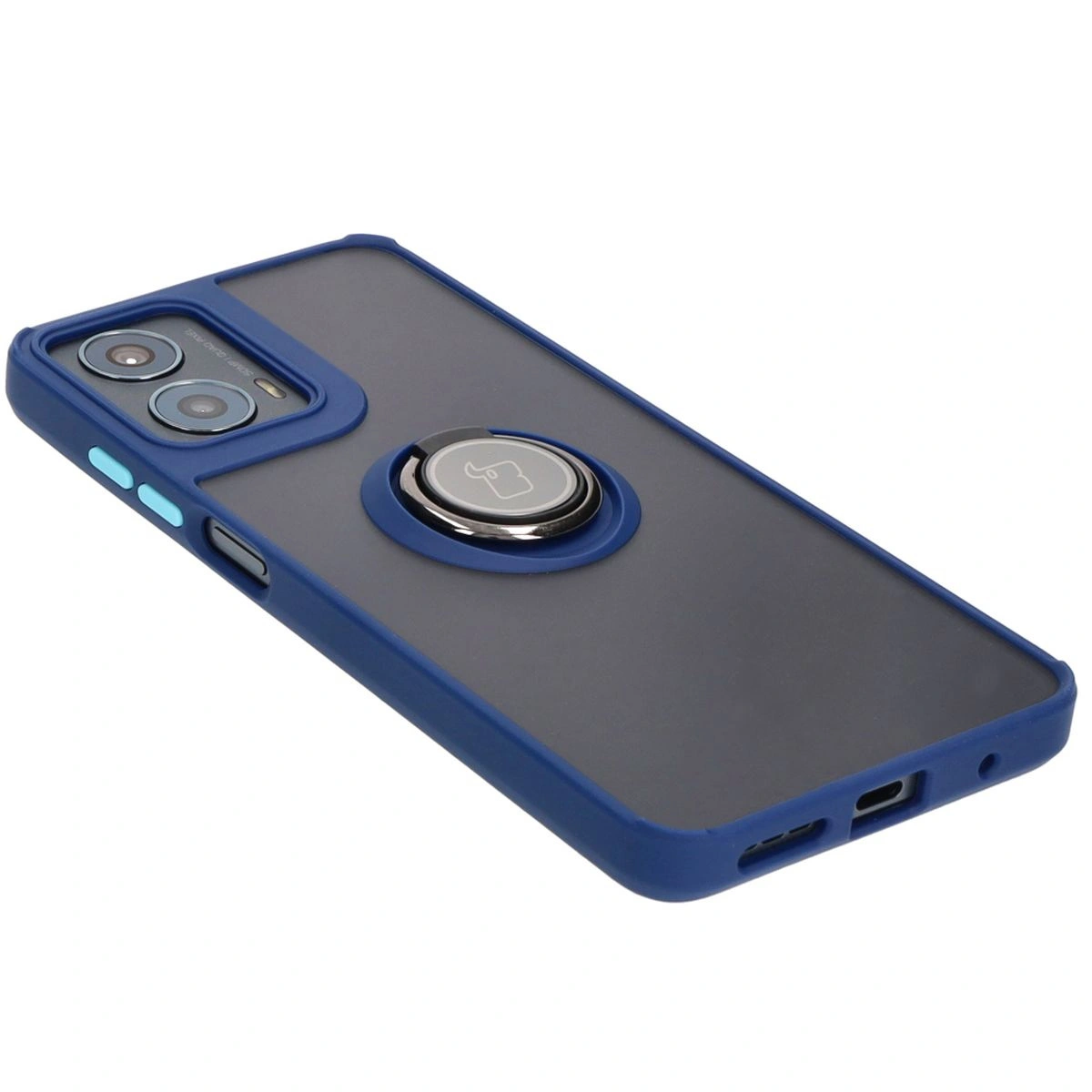 Kryt Bizon Case Hybrid Ring Motorola Moto G04 / G24 / G24 Power smoky with a dark blue frame