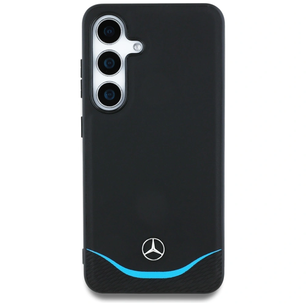 Kryt Mercedes Leather Contrasted Blue Horizontal Curve MagSafe Samsung Galaxy S25 black
