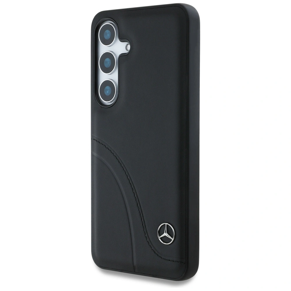 Kryt Mercedes Leather Curved Stitches Samsung Galaxy S25 black