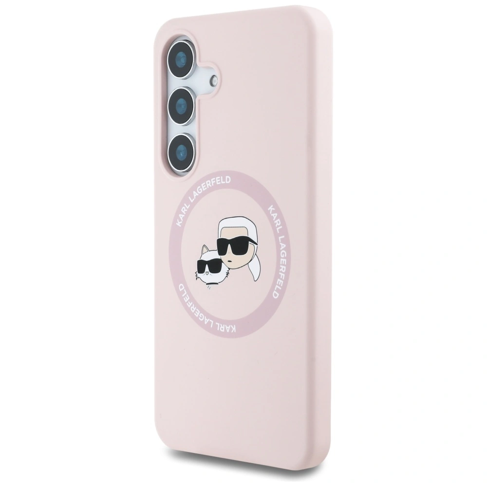 Kryt Karl Lagerfeld Silicone Double Heads And Circle MagSafe Samsung Galaxy S25 pink
