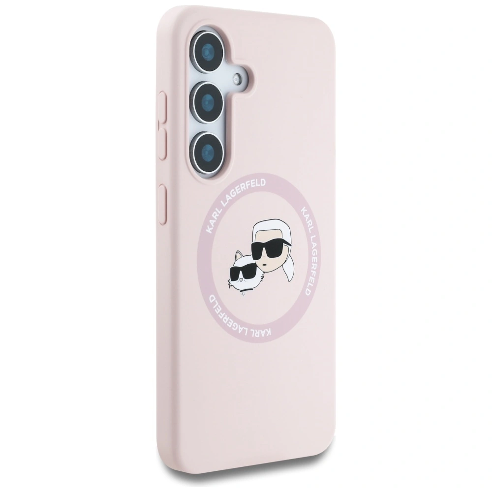 Kryt Karl Lagerfeld Silicone Double Heads And Circle MagSafe Samsung Galaxy S25 pink